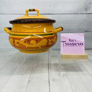 Celebrating Home TUSCAN  Oven Safe Stoneware 4 qt Bean Pot Handle Casserole Dish
